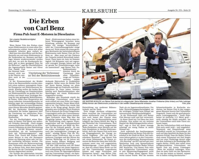 Read more about the article Zeitungsartikel BNN: “Die Erben von Carl Benz”